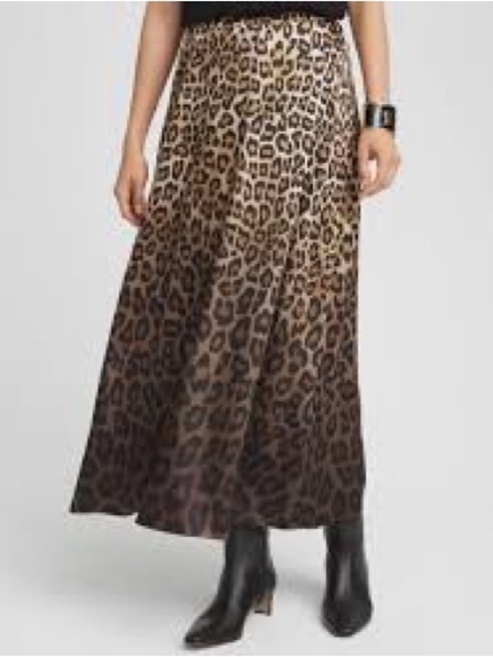 Chico's Dresses & Skirts - Chico’s Leopard Stretch Ombré Satin Maxi Skirt Brown/Black, Size 3X